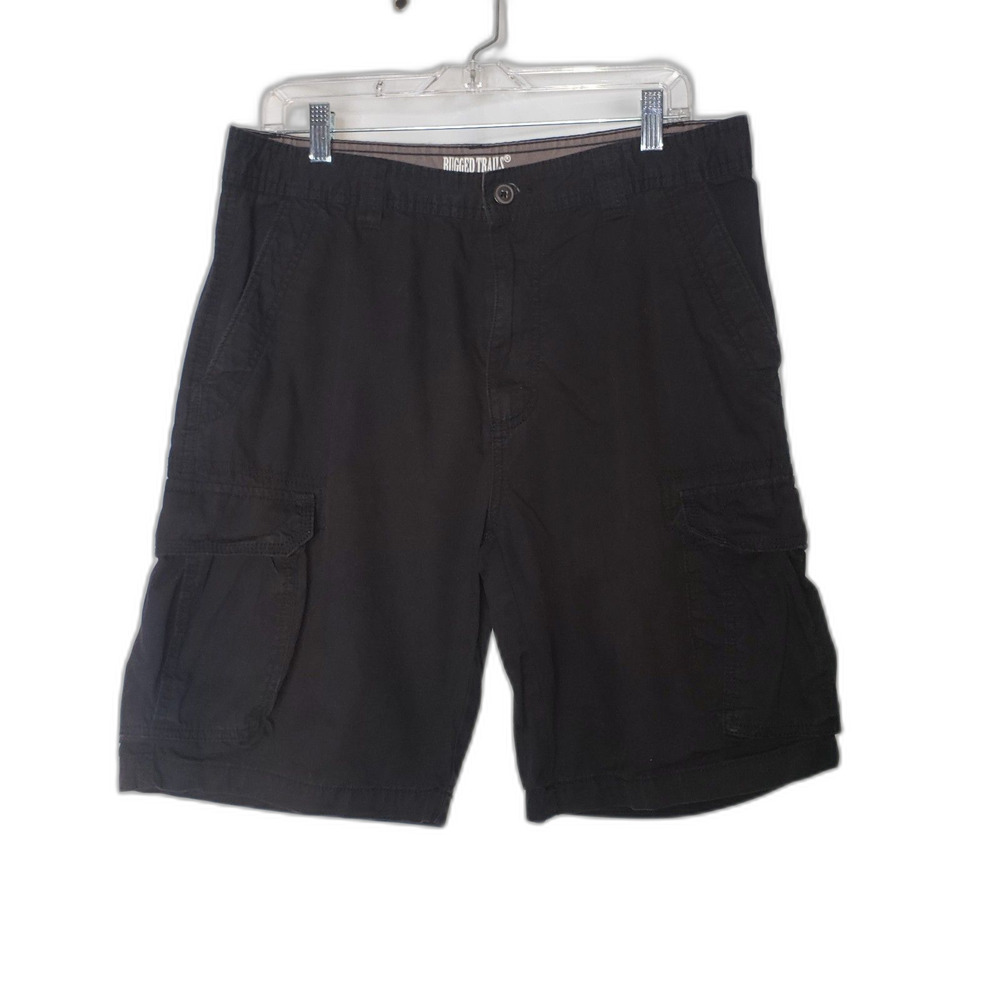 RUGGED TRAILS Black Cargo Shorts Mens Size 34